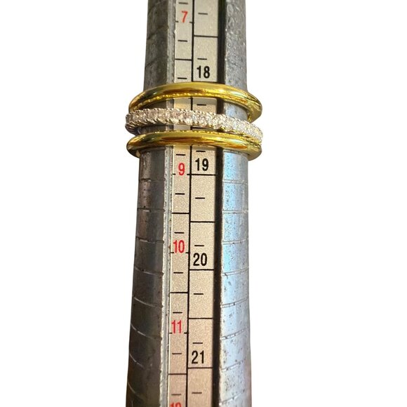 Gold Silver Plated Triple Band Stacker Ring CZ Stones Connected Size 8.5 NEW - Picture 4 of 4